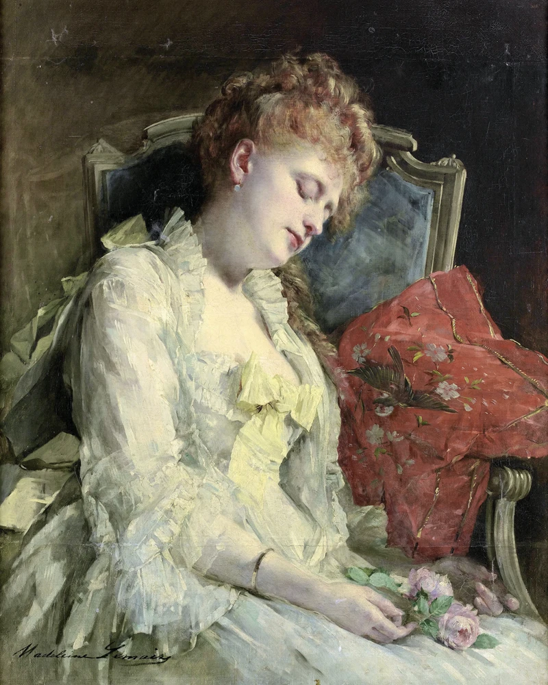 

Classical figurative painting canvas portrait poster beauty picture female portrait young girl in sleep modern home decor