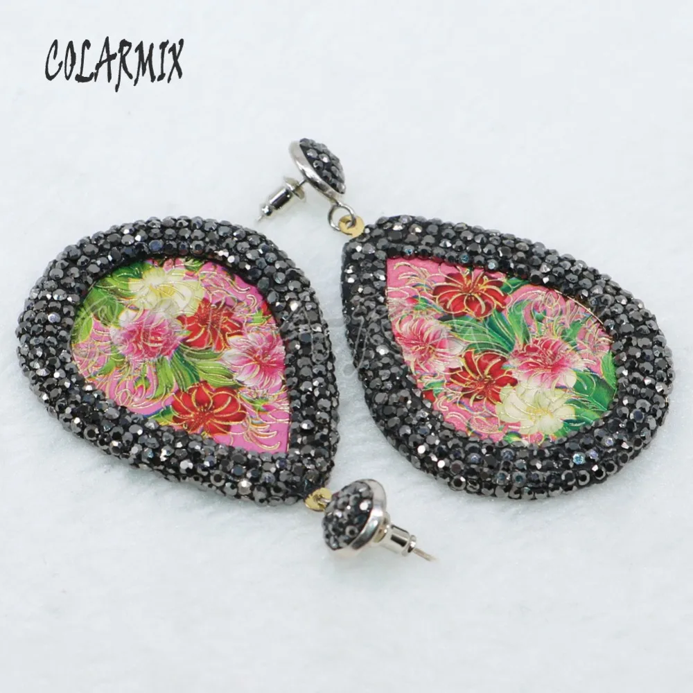 Висячие серьги цветочный узор Китайские стильные pave rhinestone модные украшения