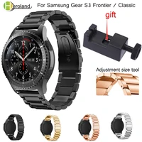 22mm stainless steel watchstrap for samsung gear s3 classic frontier metal watchbands for huami amazfit stratos 22s strap tool