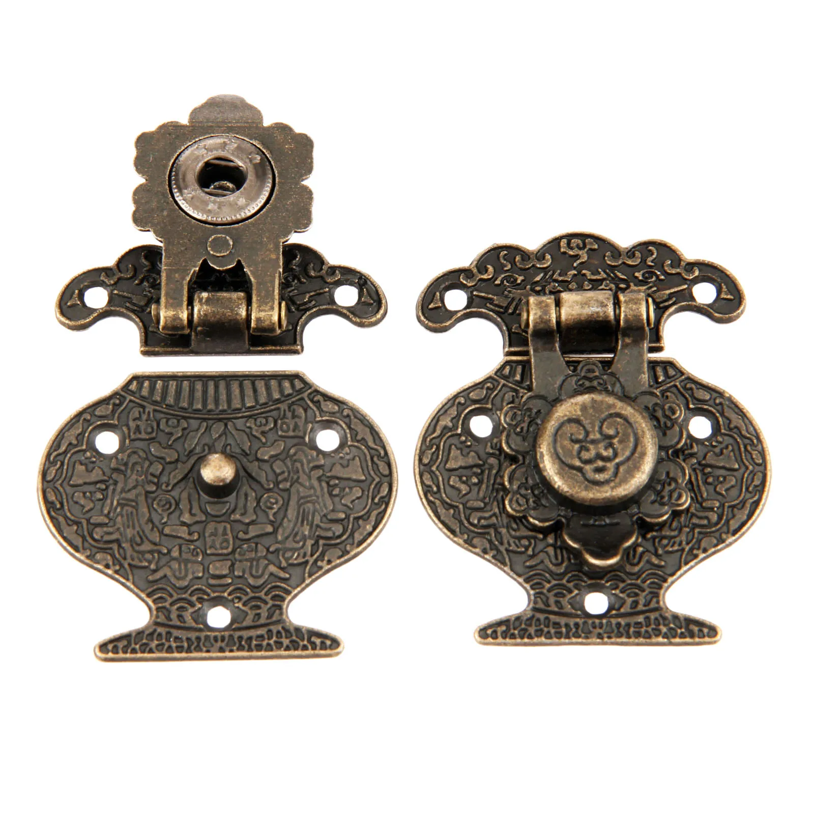 

2Pcs 40*51MM Antique Brass Wooden Case Hasp Jewelry Gift Box Decorative Hasp Latch Home Furniture Buckle Clasp Lock With Screws