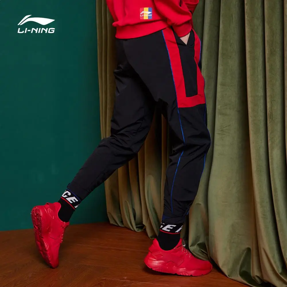Li-Ning мужские PFW китайские LI-NING спортивные штаны, нейлоновые Полиэстеровые удобные спортивные брюки с карманами AKXP021 CJFM19