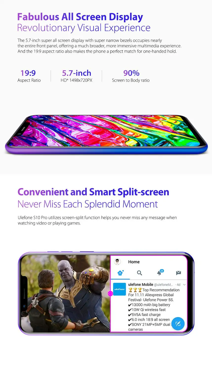 Мобильный телефон Ulefone S10 Pro 4G 5 7 дюймов четырехъядерный процессор MT6739WA 2 ГБ 16