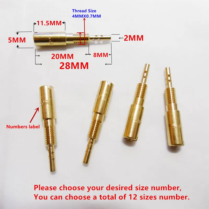 

(12 шт. пилот jet/пакет) Карбюратор VM28/486 вице-форсунки насадка для XV125/250 XVS400 TT-R125 YBR125 (Выберите свой размер)