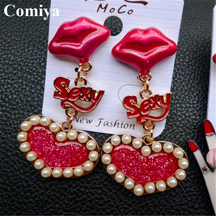 Оптовая красный цвет сексуальные губы очарование женщины мотаться серьги