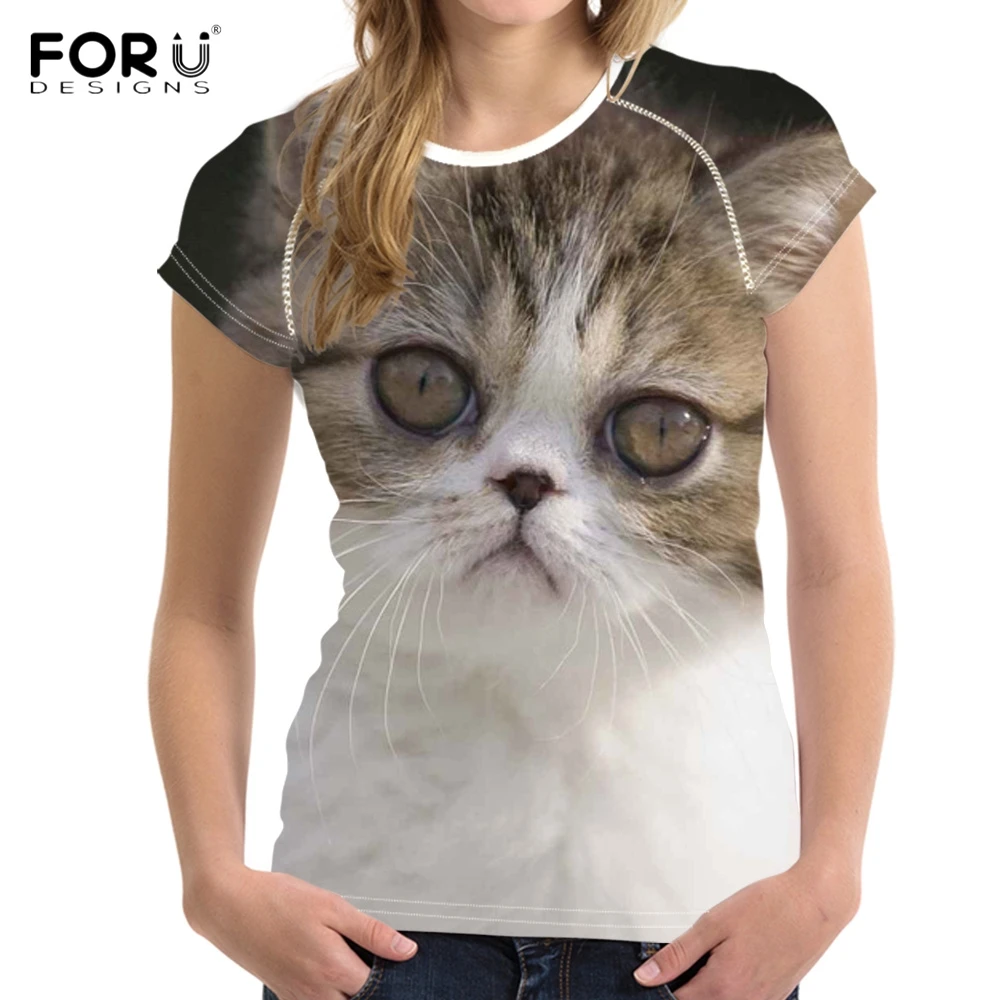 FORUDESIGNS/забавные женские футболки с объемным животным экзотическим принтом