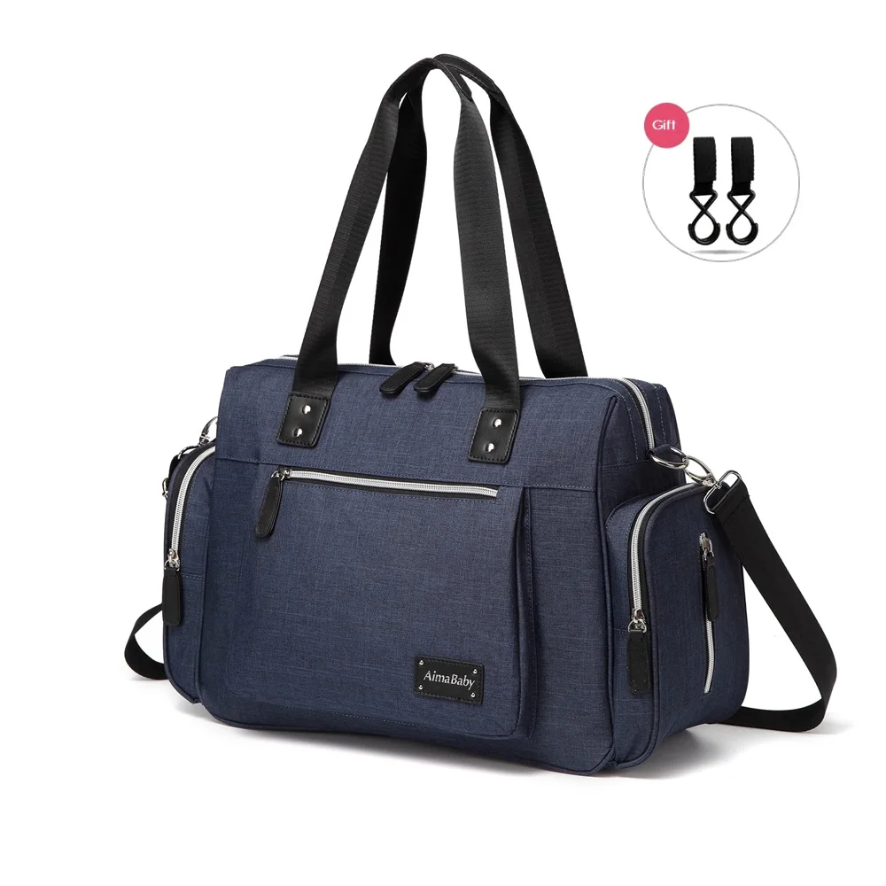 dark blue Silver zip Aimaaby большой Многофункциональный унисекс сумка-мессенджер для детских подгузников Сумка для пеленания+ пеленальная подушка - Цвет: dark blue Silver zip