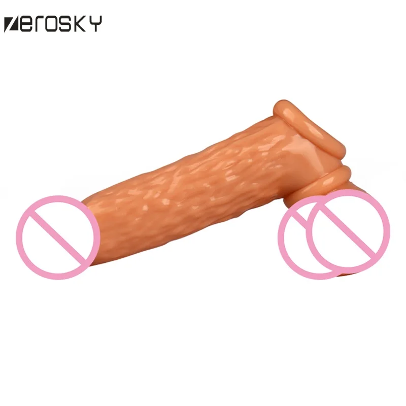 Zerosky Male Penis Extension Soft Cock Sleeve Enlarge Thickening Extender Condom For Men Sex Toys Reusable Condoms | Красота и