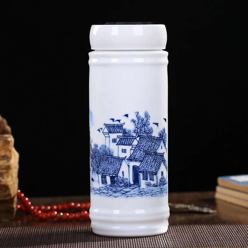 Портативный двухслойный керамический термос Jingdezhen дорожные вакуумные