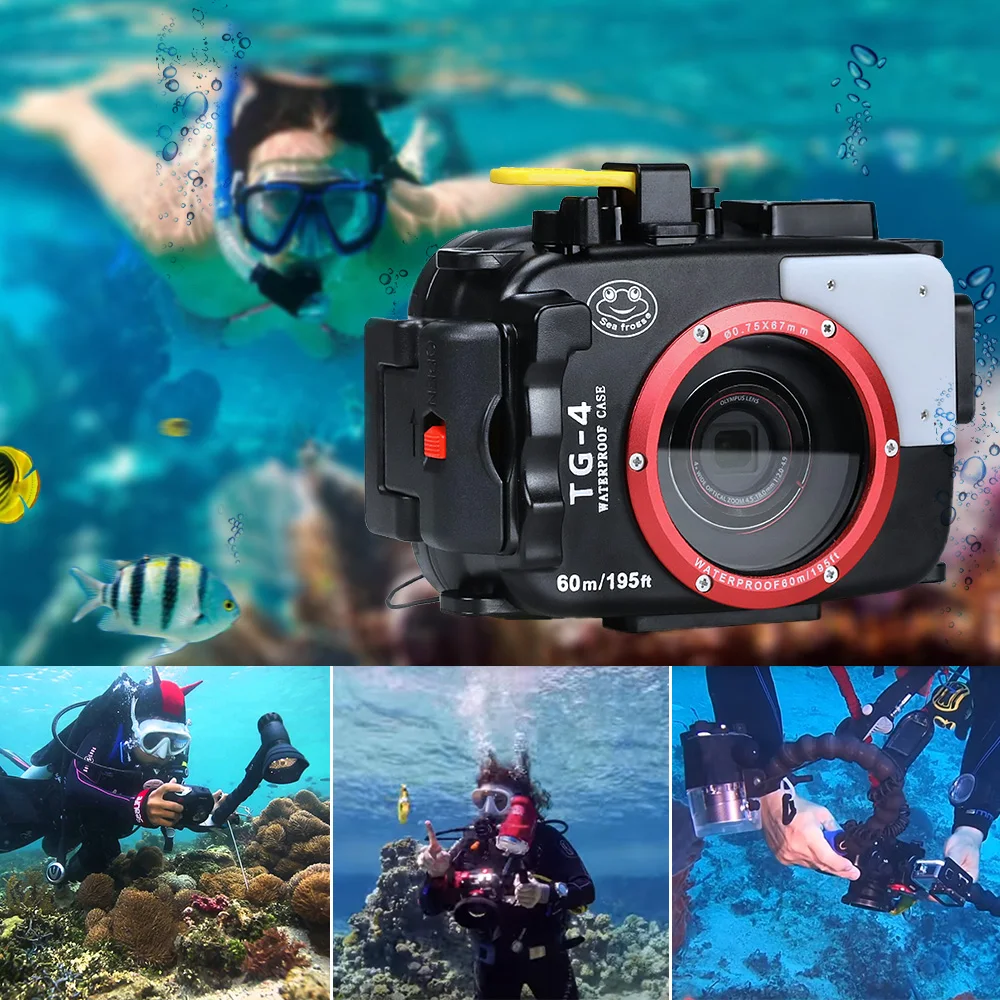 Водонепроницаемый чехол для подводной камеры Olympus TG4 60 M/195ft с двумя