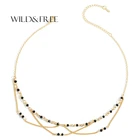 WILD  FREE Новинка; Лидер продаж; Чёрные ботинки с бусы колье для женщин, изготовлено вручную нежные кольца золото Цвет крест Форма кисточкой кулон ожерелье, ювелирное изделие, подарок