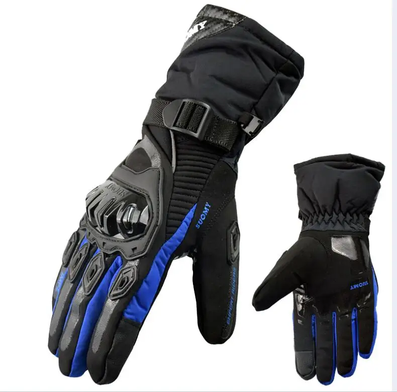 WP-02 blue SUOMY зимние теплые moto rcycle перчатки водонепроницаемые ветрозащитные Guantes moto Luvas с сенсорным экраном moto siklet Eldiveni защитные - Цвет: WP-02 blue