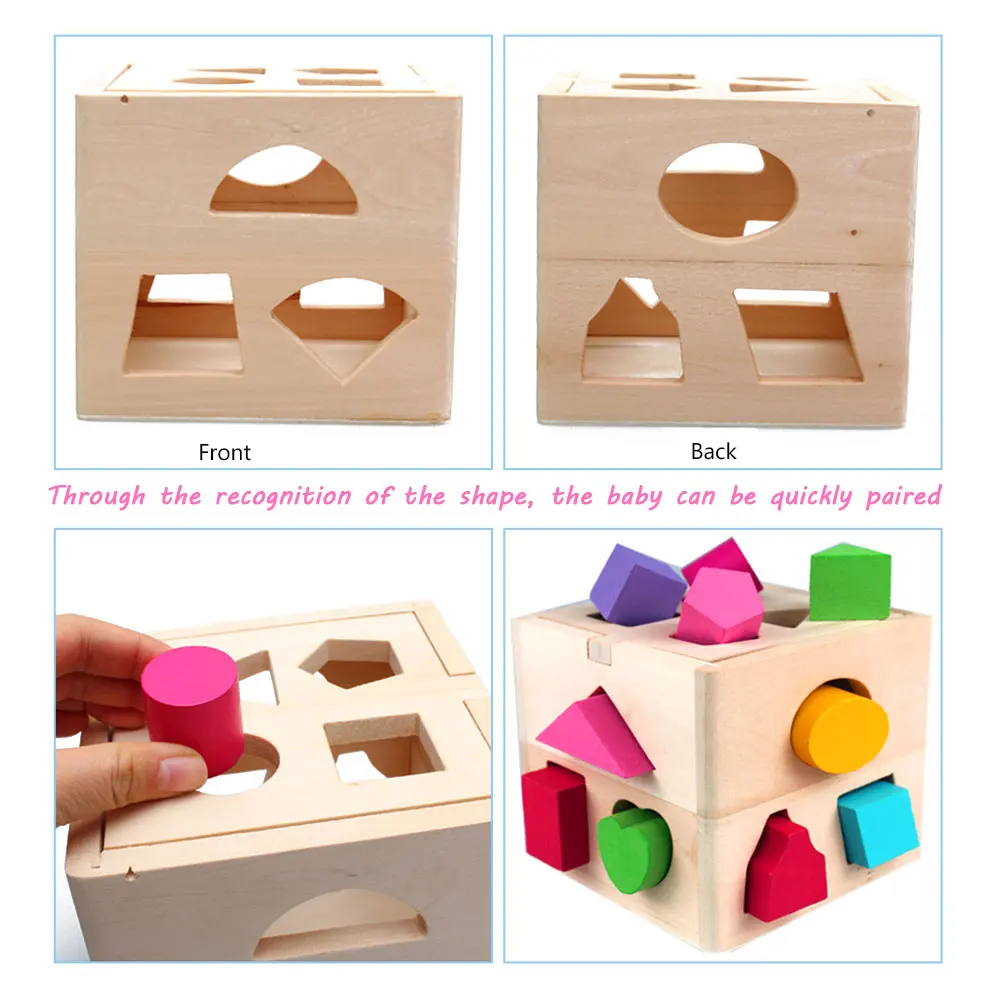 Wooden Color Stereo Building Blocks Geometry Early Childhood Shape Matching For chridre | Игрушки и хобби