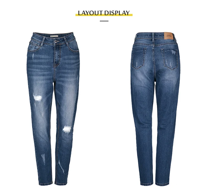 Женские свободные джинсы LEIJIJEANS, модные "рваные" синие джинсовые брюки полной длины, больших размеров, с потертостями, со средней посадкой, лето