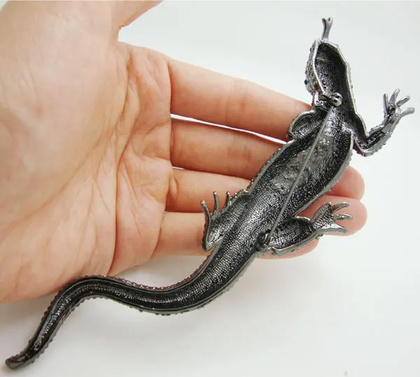 Женская Винтажная брошь Gecko черная классическая в стиле ретро с кристаллами 6 42