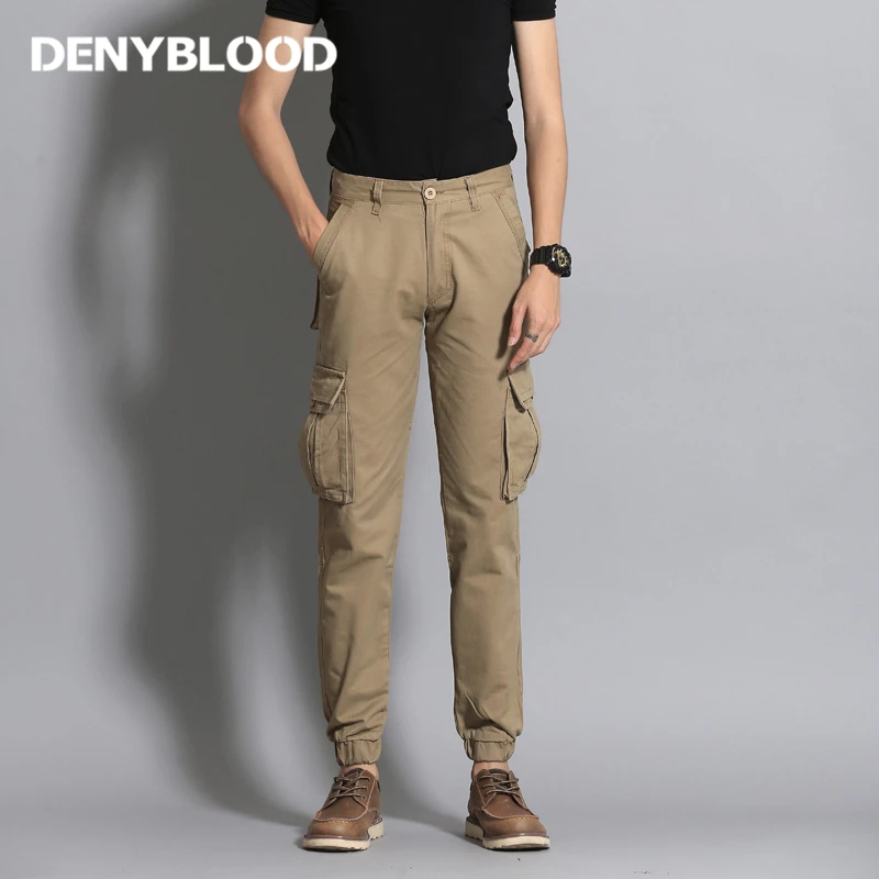 Khaki Denyblood джинсы мужские карго Брюки чиносы Мульти Карманы армейский зеленый военный хаки повседневные брюки длинные брюки 0476 - Цвет: Khaki