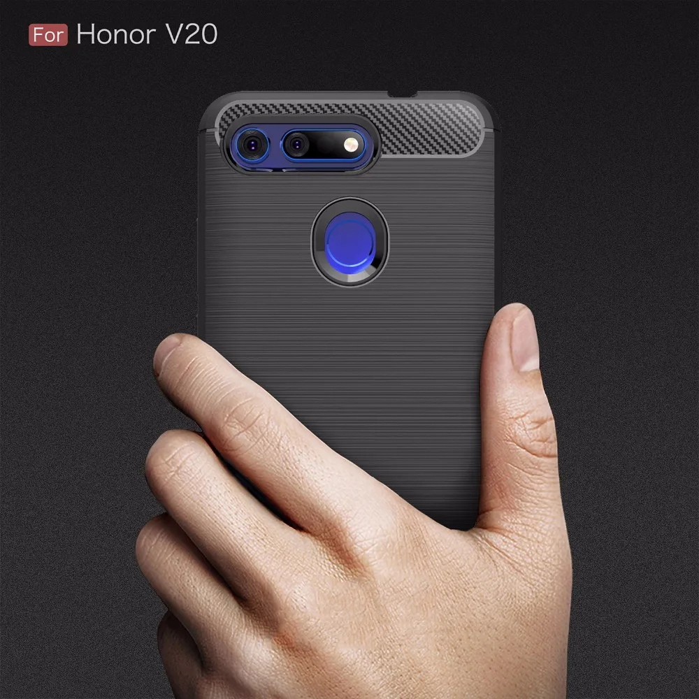 Чехол для телефона из углеродного волокна Huawei Honor V20 V10 Note 10 9 Lite 9i 8C 7X 8X Max Play