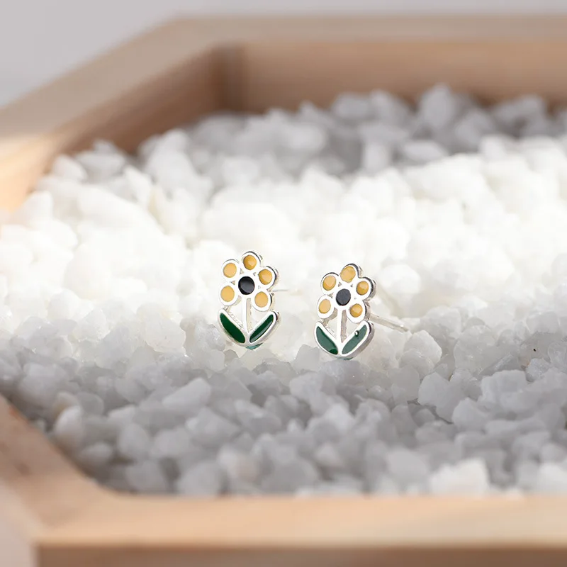 Женские серьги гвоздики с цветком вишни Lidavi персика из серебра 925 пробы подарок