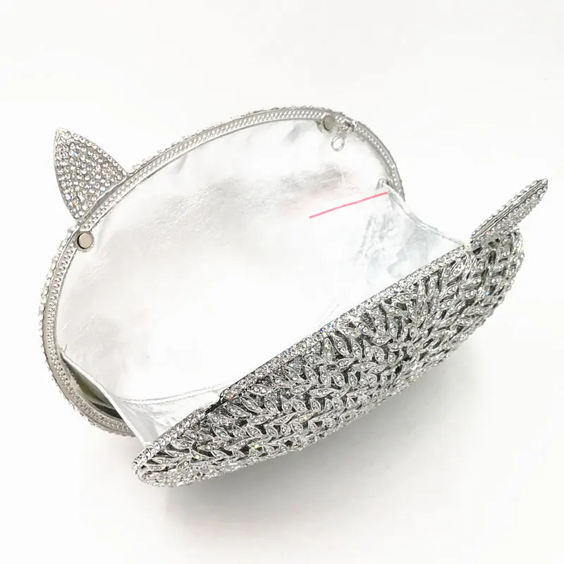 

Fashion Animal Shape Silver Crystal Evening Clutches Bags Wedding Bridal Purses XIYUAN Lady Diamond Chain Party Clutch Handbag