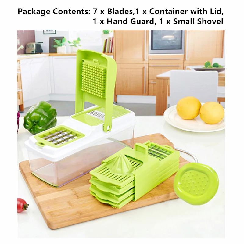 Manual Vegetable Cutter Fruit Slicer Grater Multi functional Onion Potato Cutter Food Chopper Chip Sliced Kitchen Gadget Tools - Цвет: cutter set 1