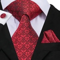 hi tie wedding red tie for men high quality silk floral woven mens ties gravata pocket square cufflinks set suit necktie c 3041