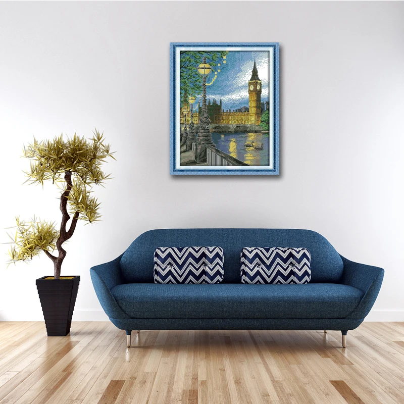 Французский Лондон часы башня Пейзаж Биг Бен сделай сам DMC Вышивка крестом 11CT 14CT