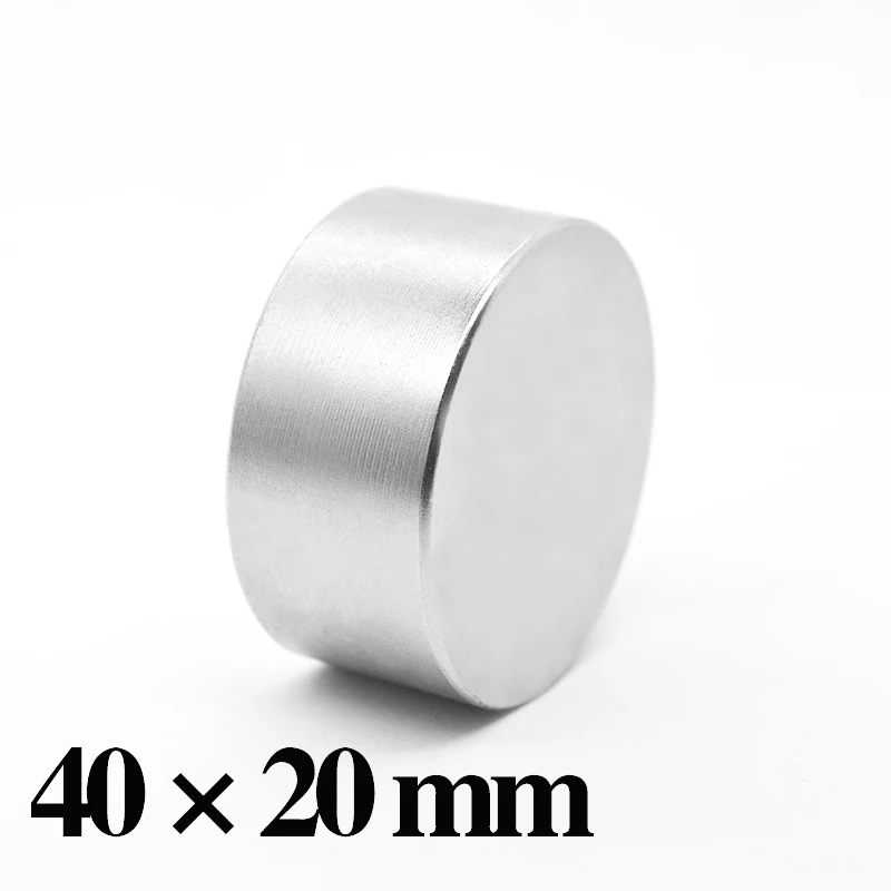 HYSAMTA 1 шт. N52 неодимовый магнит 40x20 Постоянный NdFeB супер сильный Мощный Круглый Магнитный диск 40*20 мм