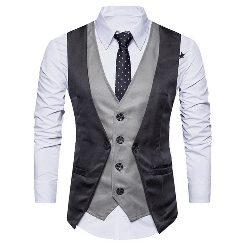 dark grey 1 Laamei, мужские жилеты, двубортные, нежные, мужские, с шалевым воротником, в полоску, жилеты, костюм, формальный жилет, Деловой, Chalecos Hombre - Цвет: dark grey 1