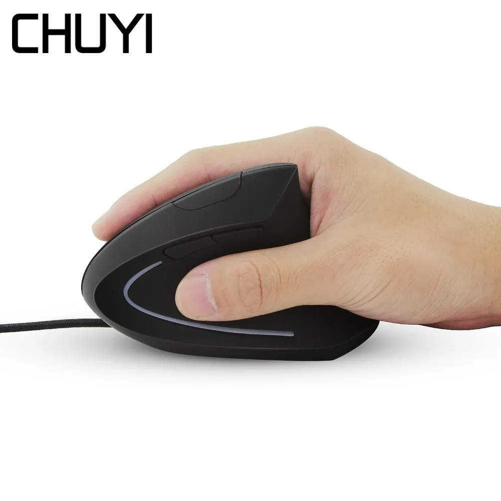 

CHUYI Vertical Mouse Ergonomic Wired Optical 800/1200/2000/3200 DPI Adjustable Colorful Backlit Light Computer Mause For Laptop