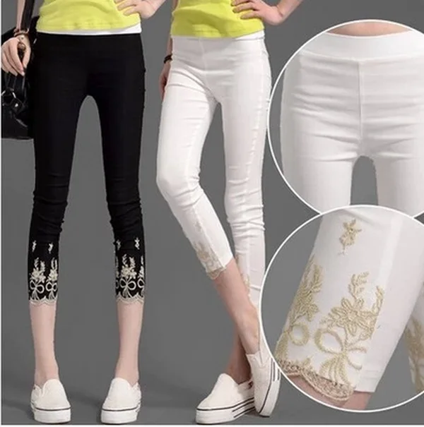 2016 летний новый сексуальные кружева щиколотки брюки женщин хлопка стрейч