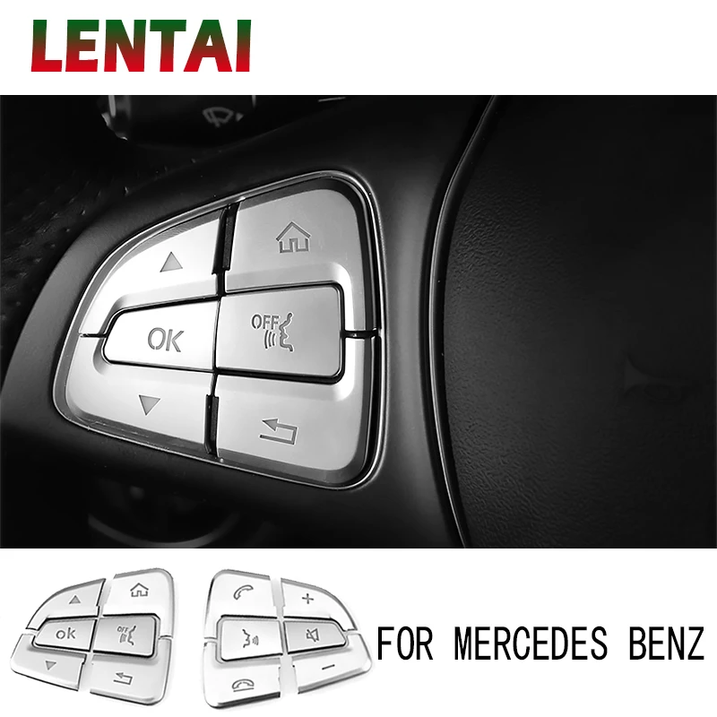 LENTAI Steering Wheel Auto Accessories Button Cover Stickers Car-styling For Mercedes W205 W246 X253 A B C CLA GLA GLE GLC Class