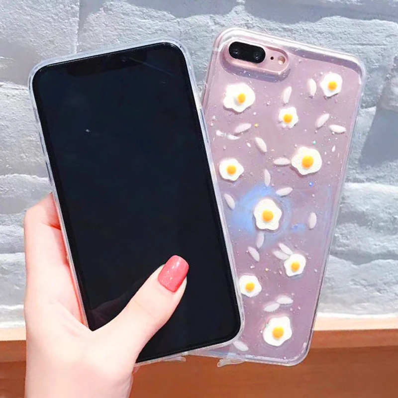 Простые эпоксидные блестки яйцо риса чехол для iphone X XR XS Max 8 7 6 6s Plus мягкие ТПУ