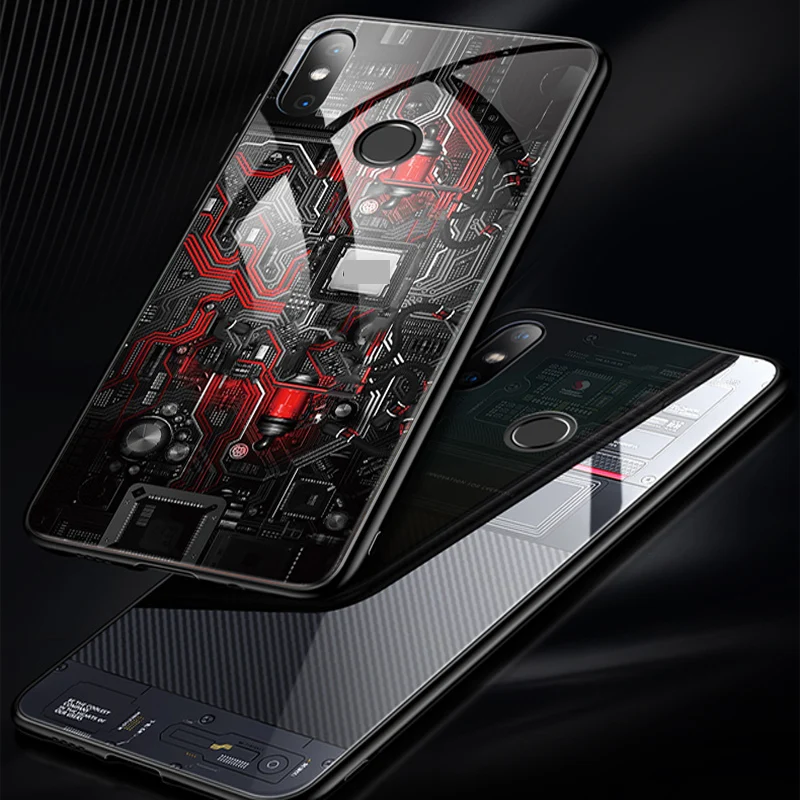 Закаленное стекло задняя крышка для xiaomi mi 8 Исследуйте защитные чехлы Ретро Чехол