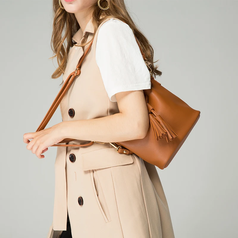 Сумка женская кожаная через плечо с кисточками на шнурке|brand handbags|handbag brandfemale handbags