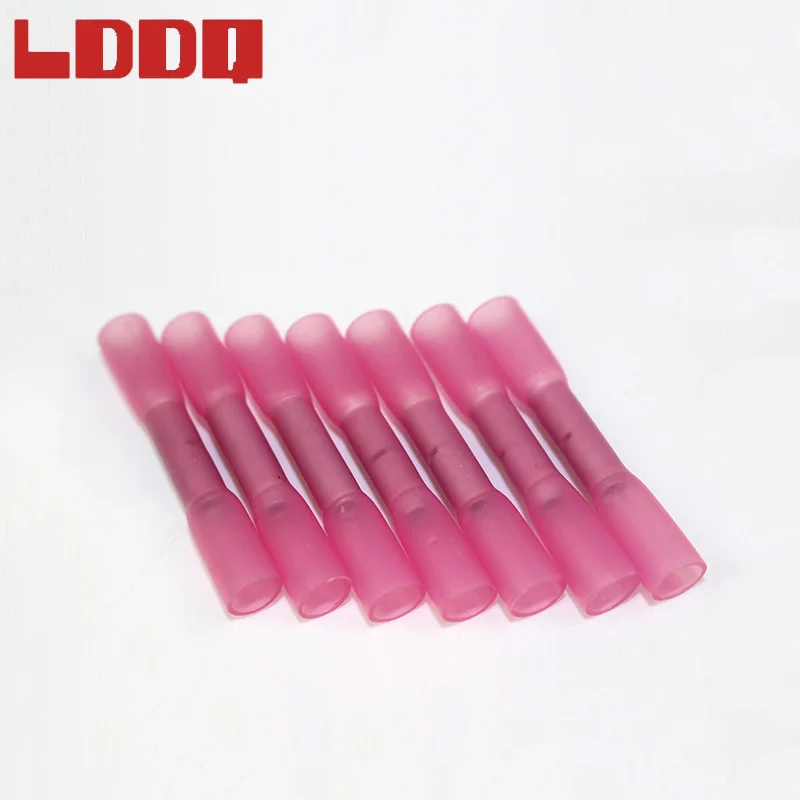 

LDDQ High Quality 100pcs Red Heat Shrink Butt Crimp Terminals Nylon Insulated Electrical Wire Connectors 22-16 AWG BHT1.25