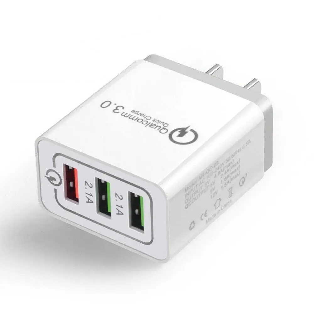 US Gray Adapter Универсальный 3 порта Быстрая быстрая зарядка QC3.0 USB концентратор настенное зарядное устройство адаптер ЕС США штекер для samsung Apple iphone Xiaomi huawei - Цвет: US Gray Adapter
