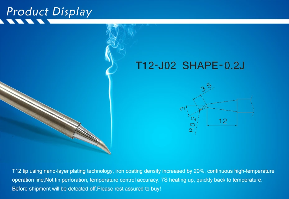 QUICKO T12-J02 1 шт. электронный жало паяльника для FX-951 сварки железа станции, короткие изгиба наконечник 24V 75w 20000 пайка соединений