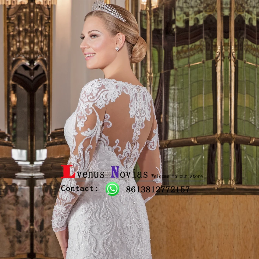 Vestido Де Noiva Sereia Vintage Свадебное Платье 2017 Роскошные Жемчуг Кружева Русалка
