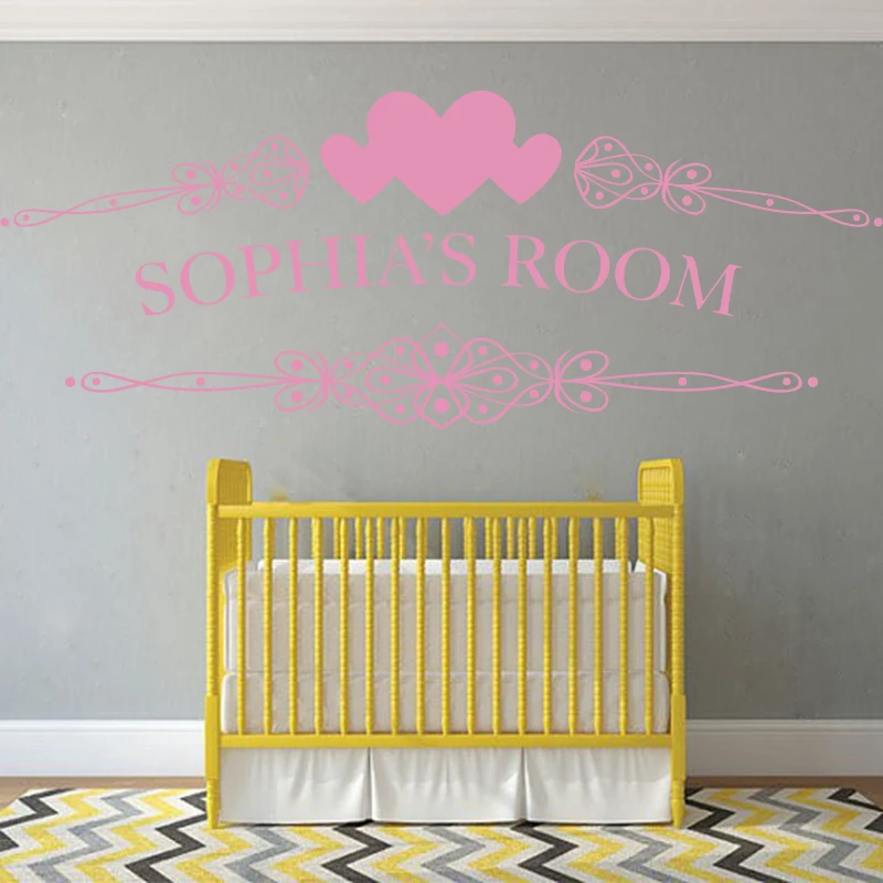 Пользовательское имя Сердце Бабочка Цветок Наклейка на стену девушка комната