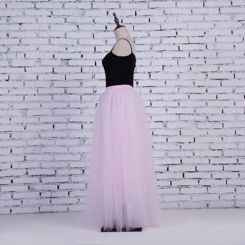 FOLOBE/Розовая Faldas длина 100 см Тюлевая юбка макси Женская Осенняя Jupe с высокой талией