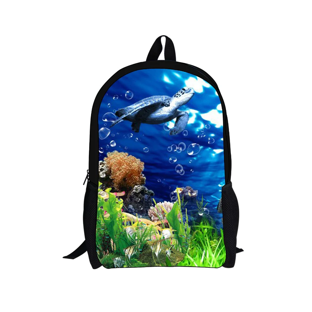 Дельфины с изображением рыб и морского дна Синие Школьные сумки из полиэстера