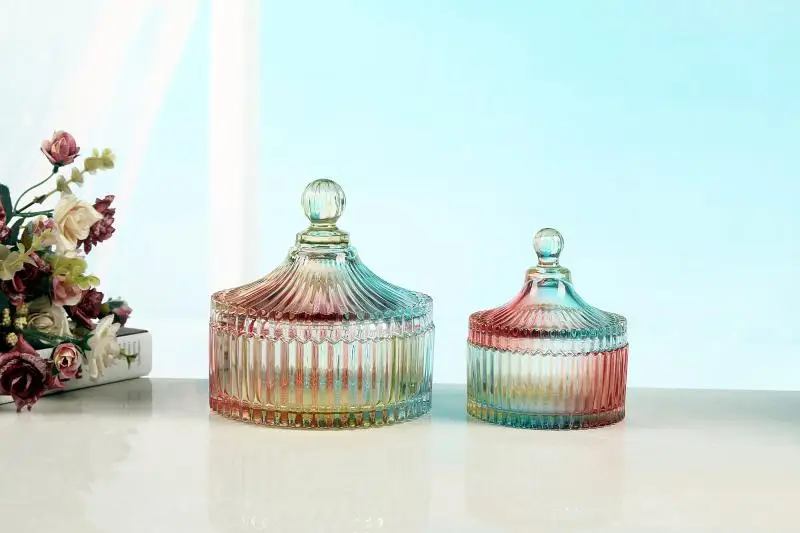 Баночка для сахарных конфет Zakka цветная стеклянная в европейском стиле хранения