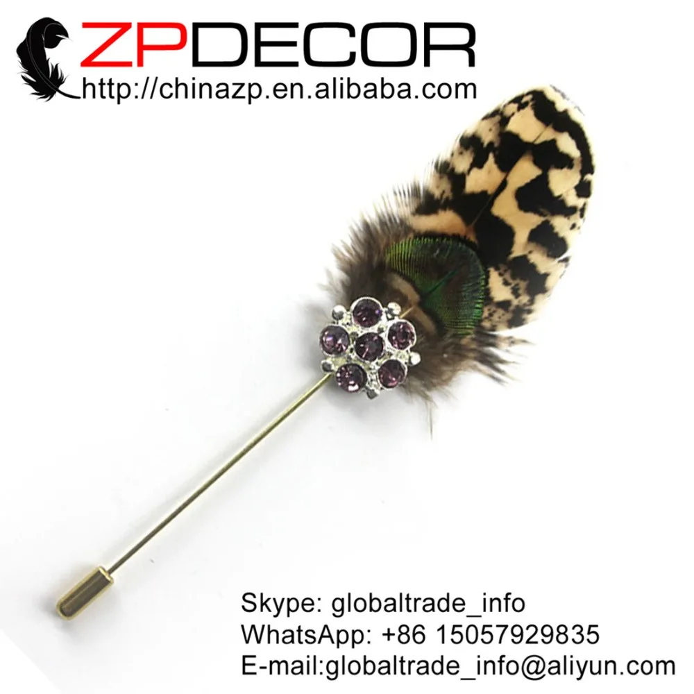 

ZPDECOR 2016 New Arrival Handwork Sexy Leopard Grain Color Peacock Feather Brooch