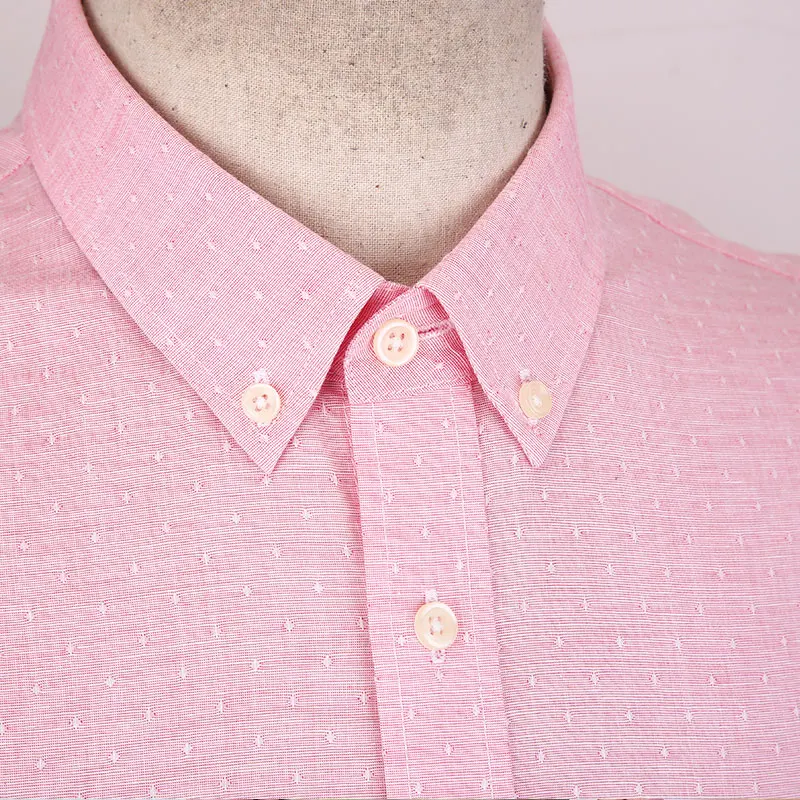 2019 Fashion Summer Men's Short Sleeve Shirt Breathable Smart Casual Style Polka Dot Regular Fit Solid Color Button Down | Мужская