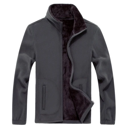 7XL 8XL мужские s флисовые повседневные куртки Мужская зимняя теплая толстовка шерстяное тепловое пальто однотонная утолщенная бархатная брендовая куртка - Цвет: Gray
