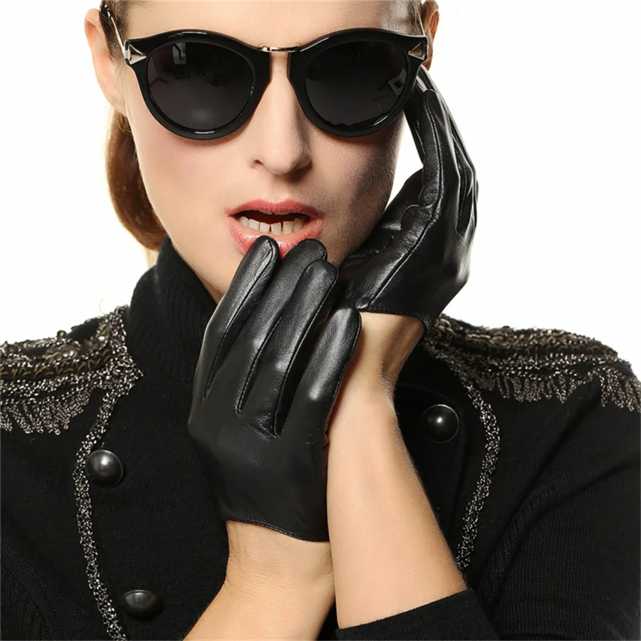 

Fashion Trend Genuine Leather Women Gloves 2018 New Female Dance Sheepskin Gloves Short Style Fingers Unlined L098N-55