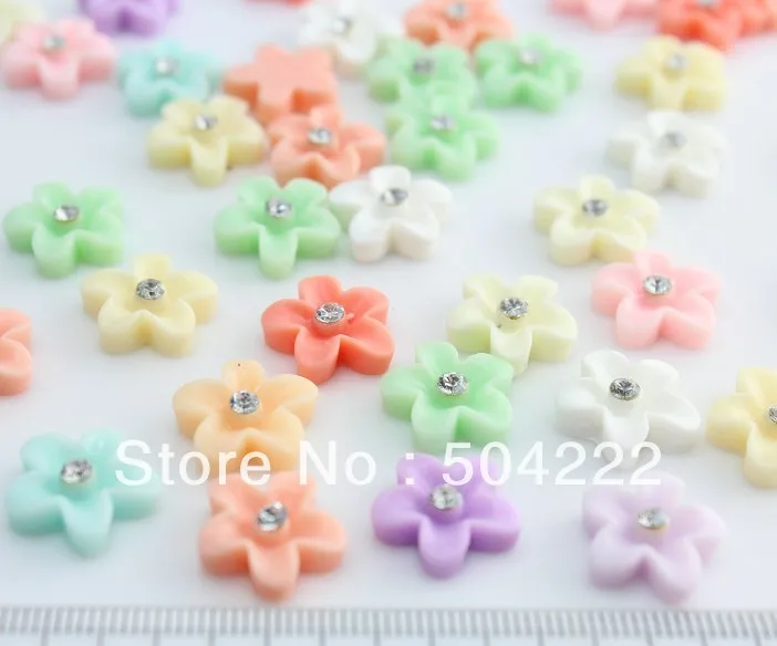 200 шт. милый цветок со стразами кабошон из смолы для каваи декодер сделай сам 15 мм |
