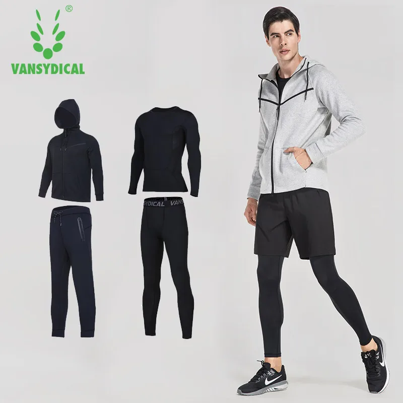 VANSYDICAL мужские спортивные костюмы для бега 4 шт. спортивная одежда спортзала