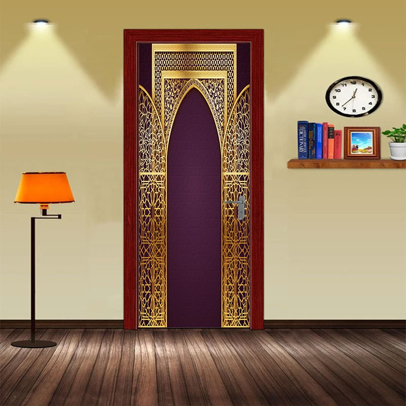 

77x200cm Custom Islamic patterns door decal Large Size Window vinyl sticker Allah self-adhesive wallpaper Home Decoration