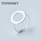 925 Пробы Кольца TOYOOSKY из стерлингового серебра с круглыми кольцами для женщин, Ювелирное Украшение в простом стиле для предотвращения аллергии