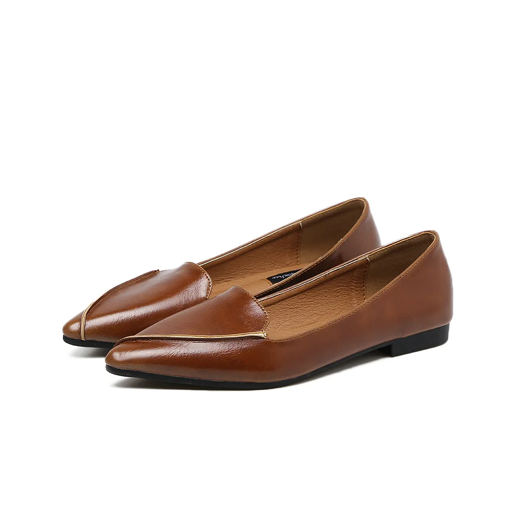Женские повседневные туфли на плоской подошве винтажные однотонные офисные с